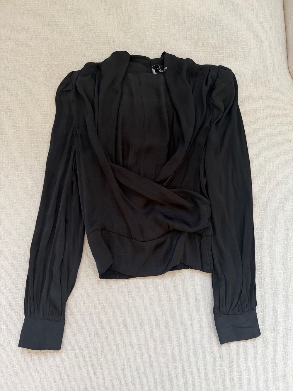 Vici Lush Black Long Sleeve Draped Blouse